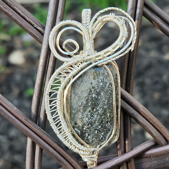 Black Sunstone wire wrapped pendant